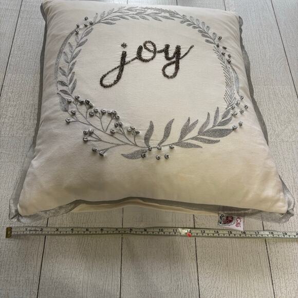 Devi Designs White and Silver Joy Pillow - Picture 7 of 10